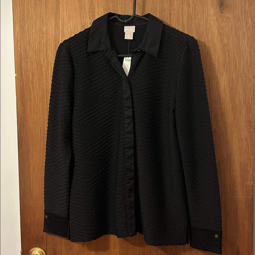 Chico’s textured button down knit top new
